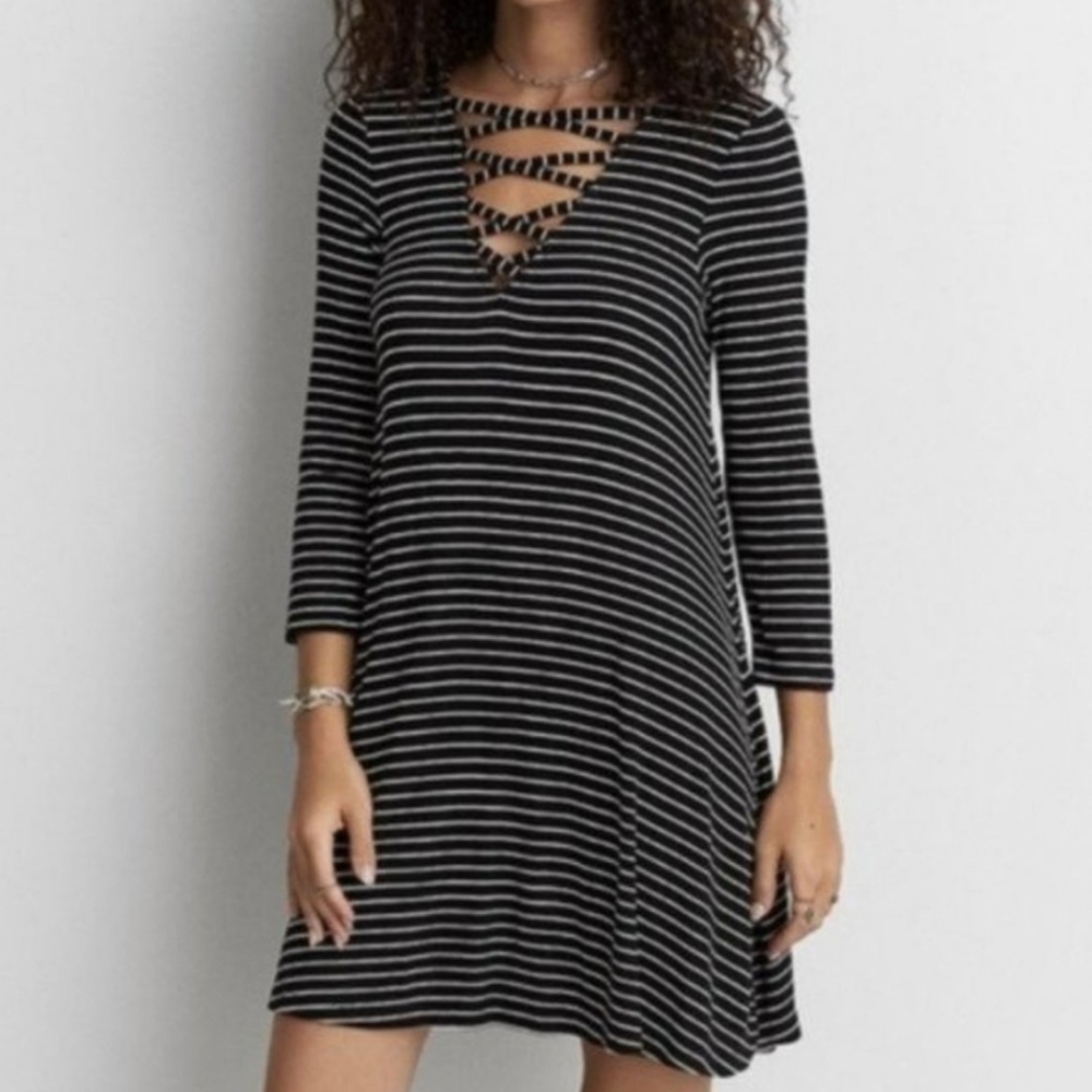 American Eagle Ribbed Knit Dress Women’s L Casual Comfort Stretch Soft & Sexy